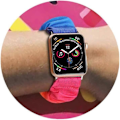 Miniatyrbild 5 av 5: Kompatibel Apple Watch Series 7 41mm Scrunchie-band, Mjukt Tryckt Elastiskt Scrunchie-band för Apple Watch Series 7/SE/6/5/4/3/2/1 38mm 40mm 41mm