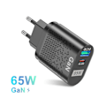 Miniatyrbild 3 av 5: 65W Mobiltelefon Snabbladdare Multi-Port QC3.0 PD Multiplug Snabbladdning Handladdare för EU-kontakt (Svart)