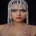 Miniatyrbilde 3 av 5: Kvast hodekjede Rhinestone hodeklips Kvast dråpe anheng bryllup hodeplagg（Sølv）