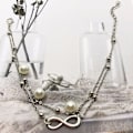 Pikkukuva 5 / 5: Dww-Kaksoishelmi Figure 8 nilkkakoru, Boho-tyyli nilkkakoru, hopeakoru, naiset ja tytöt