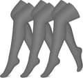 Kompresjonsstrømper (3 par) Kne-High kompresjonsstrømper for kvinner og menn Strømper for løping, sykling, atletisk-Small-Medium/Grå/Grå/Grå