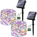 Miniatyrbild 1 av 5: [2 Pack] Utomhus Solcellslampor 12M 120 LED Utomhuslampor Vattentät Koppartråd 8 Mönster Solcellslampor