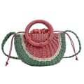 Messenger Straw Bag, fruktformad vattenmelon halm strandväska handvävd myntväska