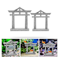 Miniatyrbilde 4 av 4: 2 stk. japansk Shinto Torii-port fisketankdekorasjoner asiatisk akvarium Torii-statue (9,50 x 9,30 x 2,10 cm, grå)