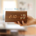Miniatyrbild 2 av 4: Träväckarklocka, LED-digital skrivbordsklocka i trä, uppgraderad med tidstriangel elektronisk digital klocka