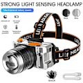 Miniatyrbillede 1 af 5: Pandelampe, Smart Sensor, Pandelampe, USB Genopladelig, LED Pandelampe, Super Lys, Pandelampe, Pandelampe, Campinglys, Lommelygte A