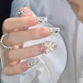 Miniatyrbillede 1 af 5: Dww-24 stk. stilfulde manicure-bærende fototerapi-negle spar katteøje stor sommerfugl manicure flash-lys luksus falske negledele