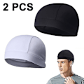 Miniatyrbild 1 av 4: 2 st hjälmfoder Skull Caps Sweat Wiing Cap Löpning Mössor Cykling Skull Caps För Män Och Kvinnor（Vit svart）
