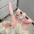 Miniatyrbillede 3 af 5: Dww-24 stk. stilfulde manicure-bærende fototerapi-negle spar katteøje stor sommerfugl manicure flash-lys luksus falske negledele