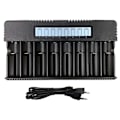 Miniatyrbillede 1 af 5: LCD-skærm 8-slot 18650/26500 Batterioplader 3.7V Lithium Batteri Ni- Ni-Chrome 1.2V 1.5V Batterioplader EU-stik (sort)