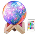 Miniatyrbillede 1 af 5: 3D Galaxy Natlampe 16 Farver Fjernbetjening & Touch Control LED Måne Rumlampe