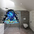 Miniatyrbild 4 av 5: Ocean Dolphin 3D Golv- och Väggdekaler, Under Havet Marin Djur Väggdekaler, Under Vatten Havsliv DIY Väggdekor för Badrum Barn Flickor