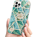 Miniatyrbild 1 av 5: Blommig Marmorfodral för iPhone 13 Pro (6,1 tum) Telefonfodral, Mjukt Skyddande Design iPhone 13 Pro Skal Lyxigt för Kvinnor Flickor 6,1 tum 13pro (Grön F