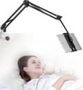 Tabletholder til seng, justerbar og foldbar med 360 graders rotation til iPhone, iPad, mobiltelefon, tablet, Kindle Fire 1,85\"-12,8\" (forlænget arm)