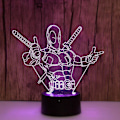 Miniatyrbillede 1 af 3: Deadpool 3d LED natlampe til børneværelset