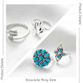 Miniatyrbild 5 av 5: Boho Knuckle Rings Set Silver Turkos Stapelbara Fingerringar Justerbar Öppen Ring Midi Storlek Knog Ring Set för Kvinnor och Flickor 9PCS