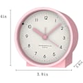 Miniatyrbild 4 av 5: Batteridriven analog alarmklocka tyst icke tickande, stigande pipljud, snooze, ljusfunktioner, enkel inställning (rosa)