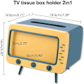 Pikkukuva 2 / 5: Kudoksen laatikon kansi keltainen (7,28*5,70*6,29 tuumaa) Retro TV puhelimen pidiketeline kaikille puhelimille Ainutlaatuinen monitoiminen kudoksen laatikon pidike keittiöön makuuhuoneeseen