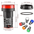 Miniatyrbillede 5 af 5: Sæt med 5 lyse LED-indikatorlamper AD16-22D/S - 22 mm 220 VAC 20 mA - Rød/grøn/gul/blå/hvid