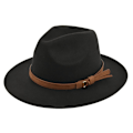 Miniatyrbillede 2 af 5: Retro Jazz Hat Suede Bælte Uld Hat Cowboy Hat Retro Imitation Uld Hat Flad Skygge Hat Bf150