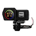 Miniatyrbilde 1 av 5: Motorsykkel Lader Moto Styre Lader 3.4a Dual Usb Lader Adapter Med Temperatur Og Spenning Display For 12v-24v Motorsykkel