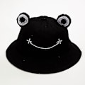 Miniatyrbilde 1 av 4: Froskehatt for voksne tenåringer, søt froskebøttehatt, bomullsbøttehatt morsom hatt fiskerhatt for menn kvinner（svart）