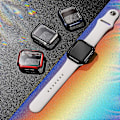 Miniatyrbild 4 av 5: Kompatibel med Apple Watch Skärmskydd 40mm, Fulltäckande Hård PC Stötfångare för iWatch 40mm Serie 6/5/4/se Kvinnor Män 4-pack Röd/silver/blå/