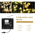 Pikkukuva 4 / 5: Aurinkokennovalolliset valosarjat, 50 LED-kristallipalloa, IP65-vedenkestävä, ylimääräinen USB-liitin, 8 tilaa, sisä- ja ulkokoristevalot