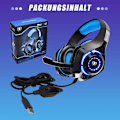 Miniatyrbillede 3 af 3: Gaming Headset til PS4 PS5 PC Xbox Series, Justerbar Hovedbøjle, 3.5mm Deep Bass Stereo Surround Sound PS4 Headset med Støjreducerende Mikrofon