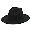 Miniatyrbillede 2 af 4: Ny uldhat jazzhat retro sort uld jazzhat flad skygge stor skygge hat