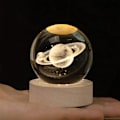Miniatyrbilde 3 av 6: Dekorativ lys 3D krystallkule med gravering inni og varmt lys, galakse