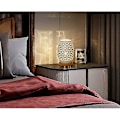 Miniatyrbillede 4 af 5: 2024 Metal Lampe Form Bordlampe Sengebordslampe Træ Base Soveværelse Lampe Dekorativ Sengebordslampe Med Edison Pære Soveværelse Hjem Bryllup
