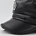 Miniatyrbillede 3 af 5: Pu Læder Navy Cap Cross Militær Cap Bælte Baret Fashion Cap Pu Ottekantet Cap Flat Top Cap