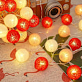 Miniatyrbild 4 av 5: Bomullssträngslampor - 6,5 fot 20 LED bomullsboll ljusslinga USB-strömadapter Mini Globe Ball Lights för sovrumsfest