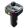 Pikkukuva 1 / 5: Bluetooth 5.0 FM-lähetin Handsfree-autoradion modulaattori Mp3-soitin USB + Type-C -laturiadapterilla autoon