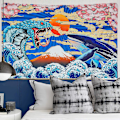 Miniatyrbild 2 av 5: Japansk Väggbonad Havsvåg Väggbonad Solnedgång Väggbonad Psykedelisk Orm Och Val Väggbonad Anime Väggbonad Väggdekoration För Sovrum Vardagsrum (59,1 X 82,7