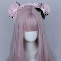 Miniatyrbillede 5 af 5: Blød bjørneører pandebånd Lolita sløjfe buer hårbøjle Cosplay fest pandebånd（Pink）
