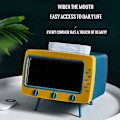 Miniatyrbillede 4 af 5: Retro TV-formet servietbeholder i gul (7,28*5,70*6,29 tommer) til alle telefoner - Unik multifunktionel servietbeholder til køkken, soveværelse