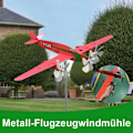 Miniatyrbillede 4 af 7: Metal Flyvemaskine Vindmølle, 3D Rustfrit Rød Flyvemaskine Vindspil, Havedekoration