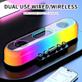 Miniatyrbillede 5 af 5: Bluetooth-højttaler med lang lydstyring, løbelampe og farverigt subwoofer-lydsystem til hjemmet (sort)