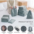 Miniatyrbild 6 av 7: Resväska Packningskuber - 9-delars Resväska Packningskuber Lätt Resväska Organizer Set Bagage Packnings Organizer - Grå