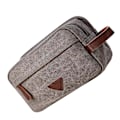 Miniatyrbild 4 av 5: Herr Resväska Toalettväska med Dubbla Fack Canvas Läder Kosmetisk Makeup Organizer Rakning Dopp Kits - Grå