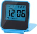Mini digital väckarklocka vikbar multifunktionell bärbar LED morgonväckarklocka med kalender temperatur datum veckodag (blå) batteri ingår ej
