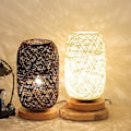 Miniatyrbilde 4 av 4: Treflettet rottingtråd kulelys bordlampe rom hjem kunstdekor skrivebordslampe
