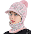 Miniatyrbilde 1 av 5: Kvinners Enkeltstykke Slouchy Fleece Lue Sjal Maske Varm Vinter Strikket Lue