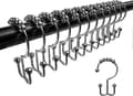 Duschdraperi Krokar Ringar, Rostfria Metall Dubbla Glidande Duschdraperi Ringar för Badrum Duschstänger Gardiner, 12-pack