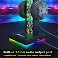 Pikkukuva 5 / 5: RGB-pelikuulokkeiden pidike 10 valolla, kahdella USB-liitännällä, 3,5 mm:n ääniliitännällä, 3D-tunnelmavalon värilaatikko (musta)