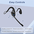 Miniatyrbillede 3 af 5: Bluetooth-headset med mikrofon, åbne øre-hovedtelefoner trådløse støjreducerende headset til kontor, kørsel, arbejde, hjem (sort)