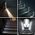 Miniatyrbilde 2 av 4: 2 stk innendørs 220V LED-innfelt trappelys, varmt hvitt, svart