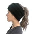 Hestehale Beanies til kvinder | Messy Bun Knit Beanie（Sort）